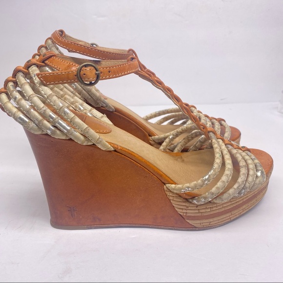 Frye Shoes - Frye Shay Strappy Leather Snake Wedges